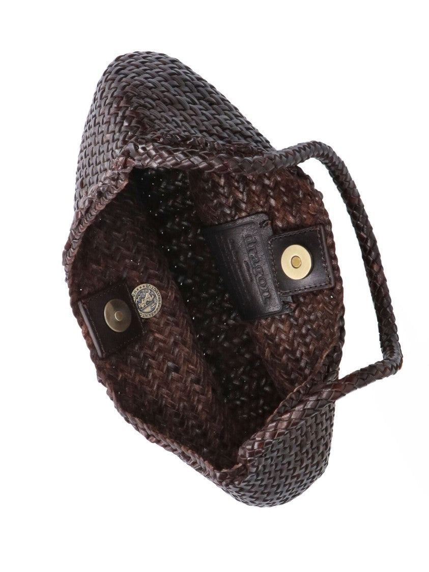 Dragon Diffusion Brown Nova Luna Woven Leather Shoulder Bag
