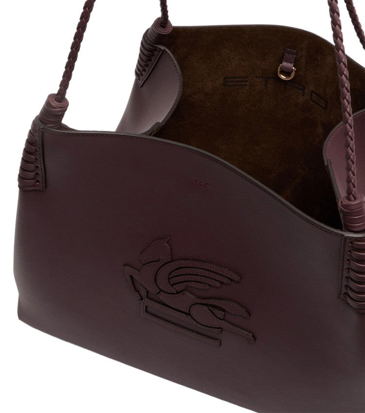 Etro Medium Bordeaux Leather Shopping Bag