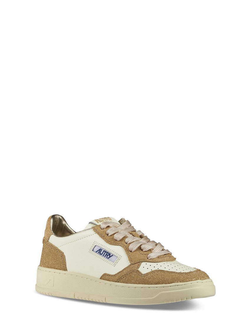 Autry Smooth And Textured Leather Sneakers With Padded Collar