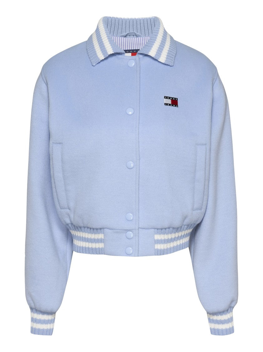 Tommy Jeans Cropped Bomber Jacket With Semi-Spread Collar