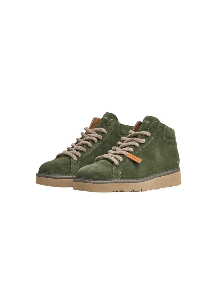 Panchic Men's Green Suede Rubber Sole Ankle Boots