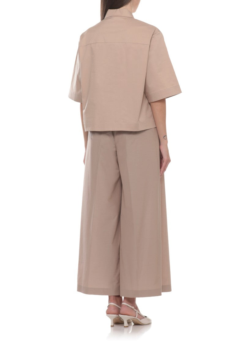 Peserico Brown Cotton Embellished Shirt