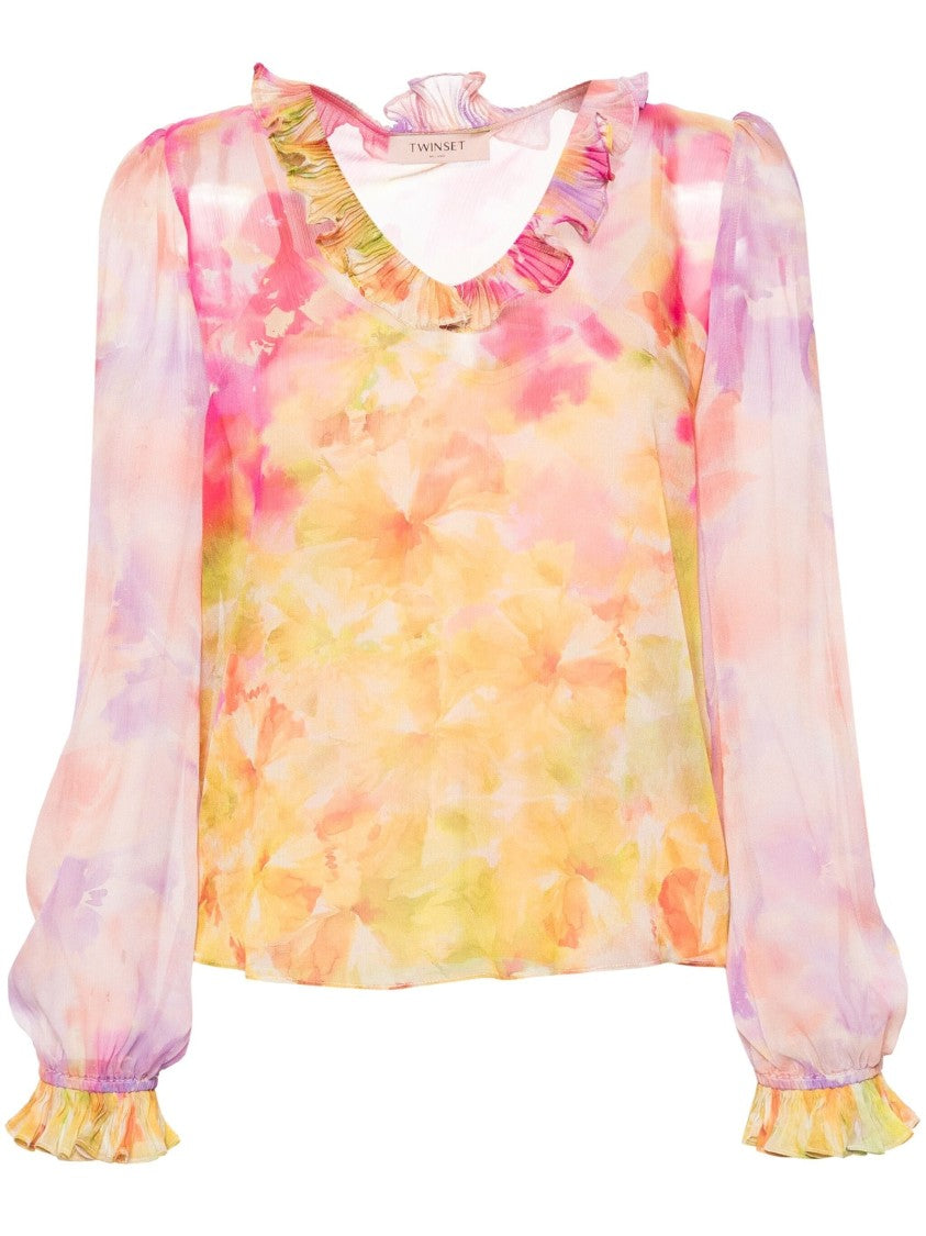 Twin-Set Floral-Print Georgette Blouse