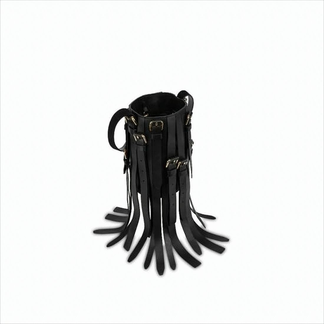Moschino Fringe Detail Calf Leather Shoulder Bag