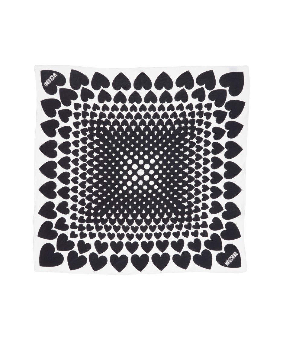 Moschino Silk Scarf With Heart Print