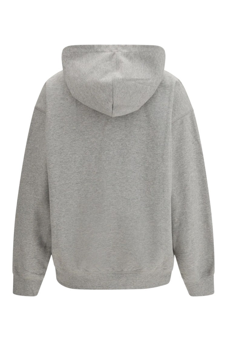 Ganni Gray Isoli Hoodie Beaded Baby Tiger Front-Print Cotton Hoodie