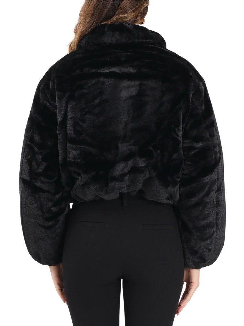Tommy Jeans Cropped Plush Eco Fur Coat With Zip Closure And Practical Pockets