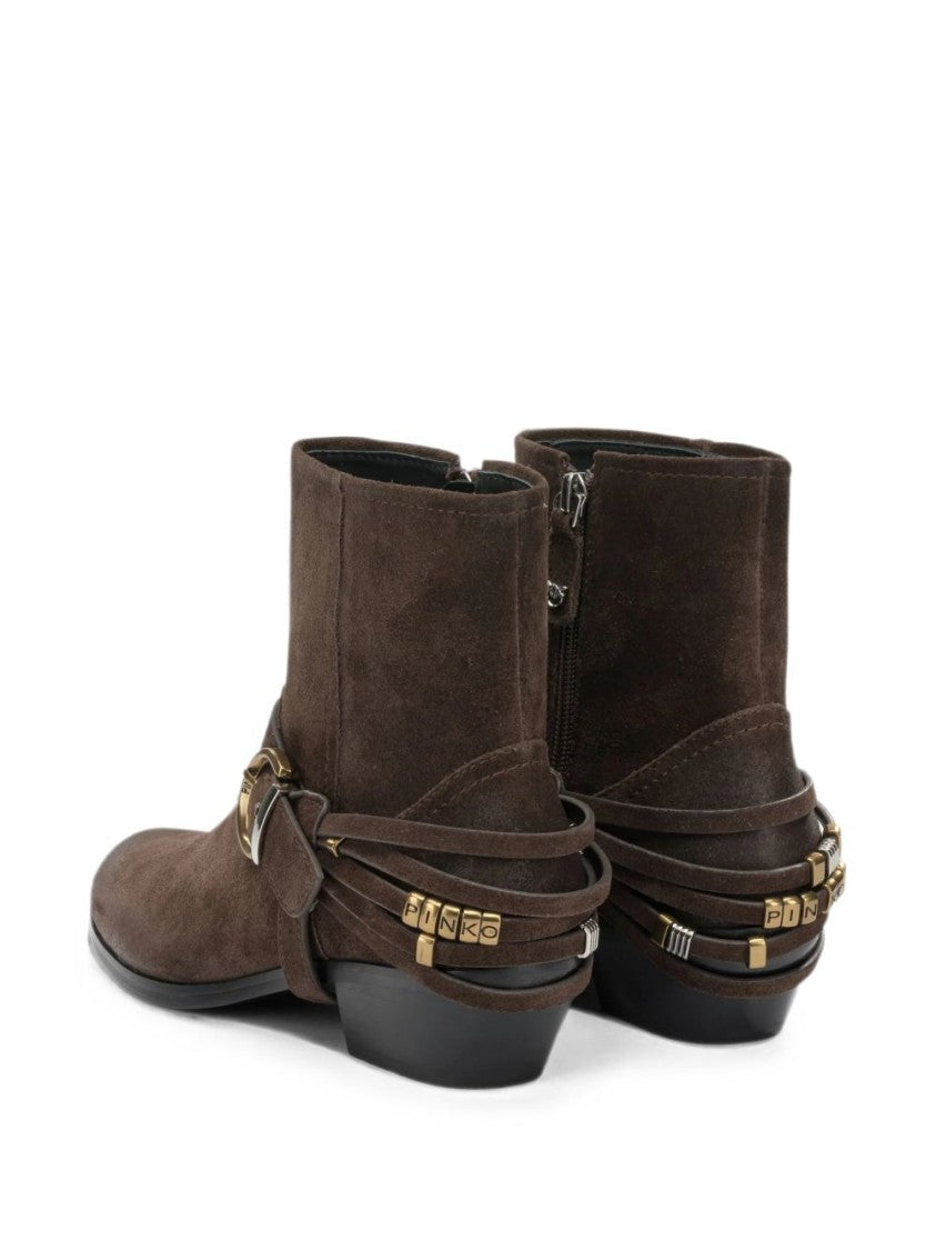 Pinko Pointed-Toe Wrap-Around Ankle Boots