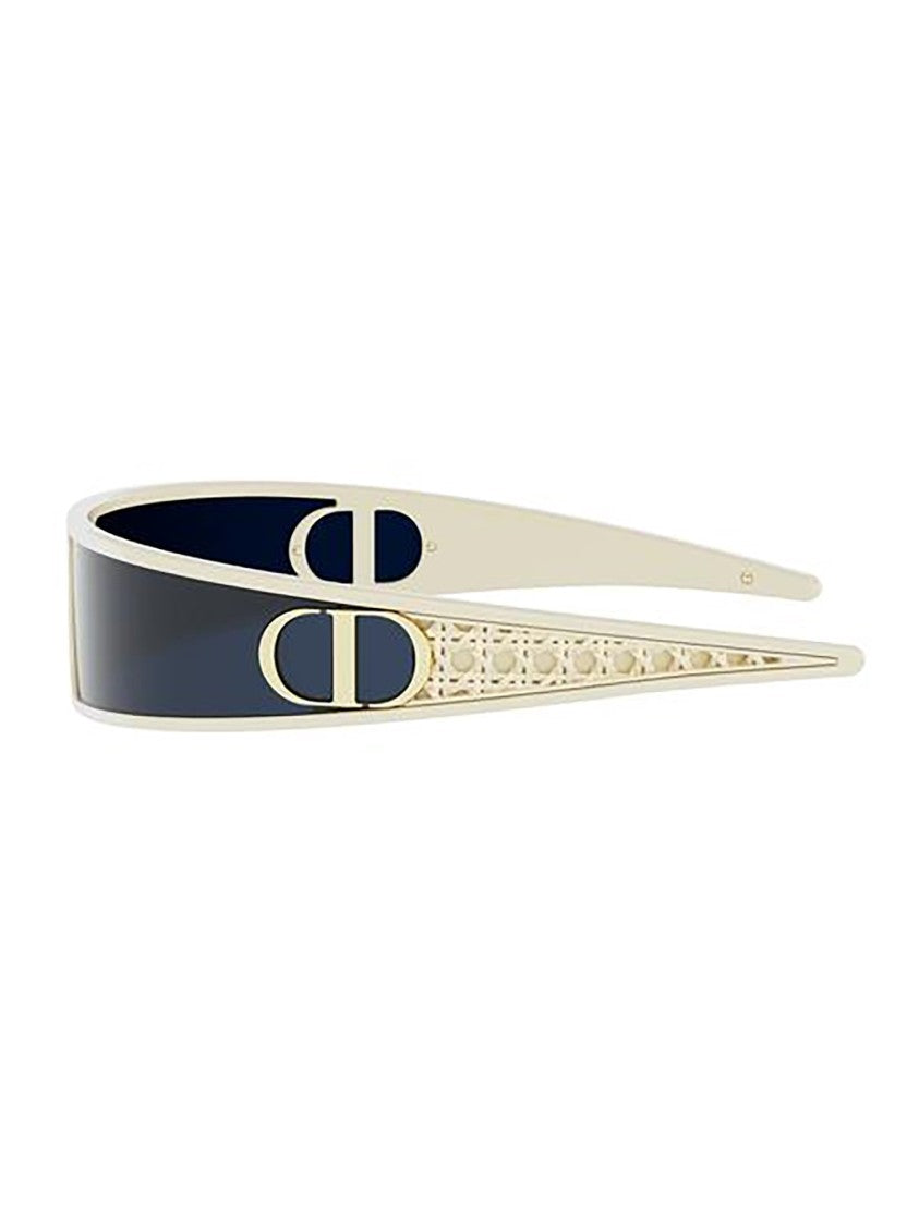 Dior Oval-Shape Lattice-Pattern Sunglasses With Gold Accents