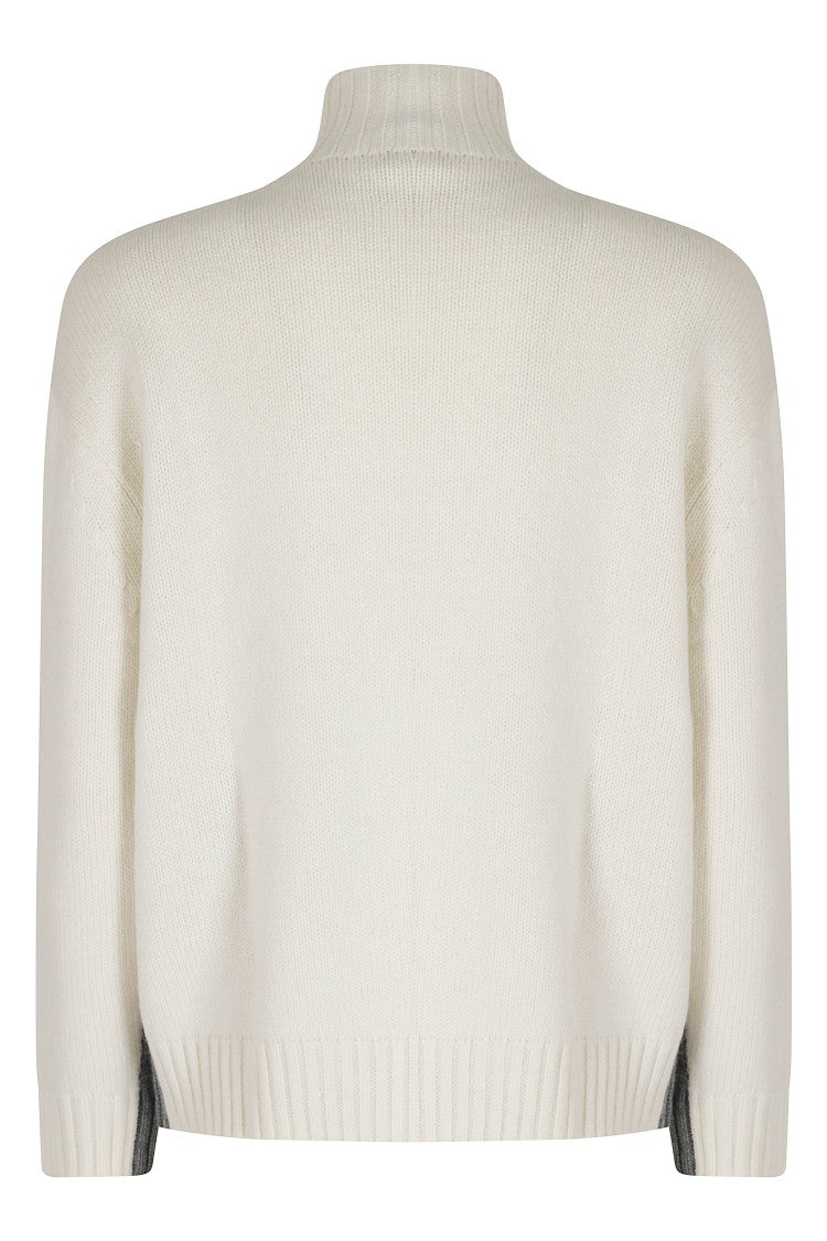 Semi Couture Color-Block Knit Sweater With High Neckline And Ribbed Trim