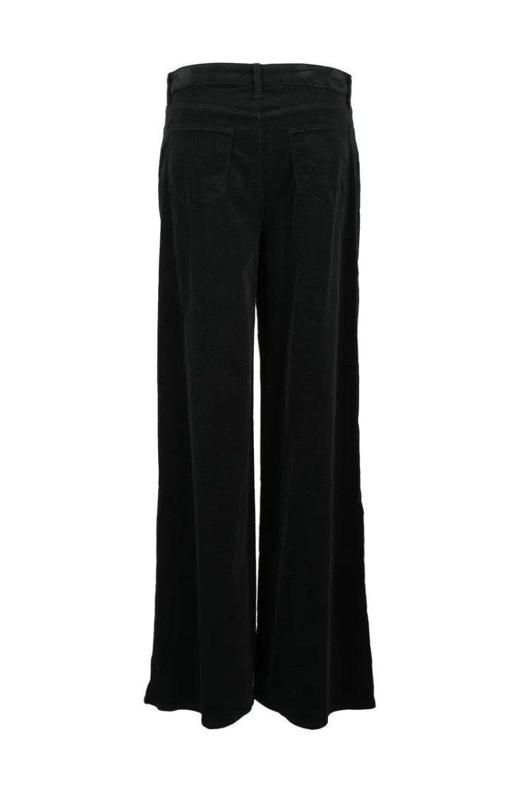 L'agence Wide Leg Velvet Trousers - Black