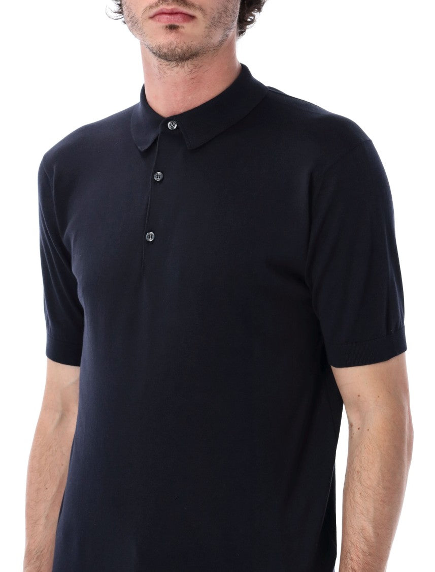 John Smedley Adrian Tailored Black Knit Polo Shirt