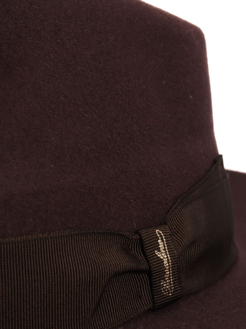 Borsalino Small Brim Fedora Hat With Structured Crown And Subtle Detailing