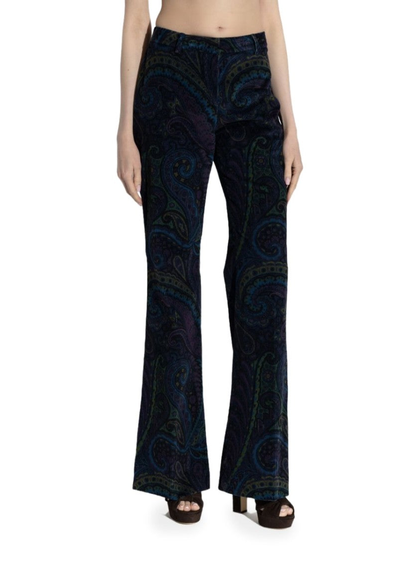 Etro Multicolor Paisley Flared Cotton Pants
