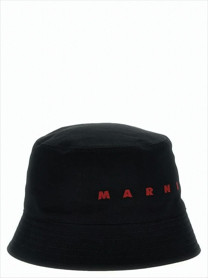 Marni Bucket Hat With Bold Red Embroidery
