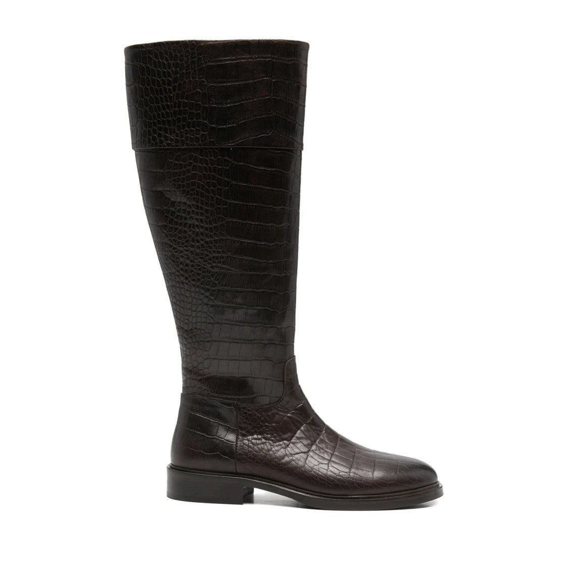 Adrianna Feretti Brown Textured Side Zipper Leather Boots