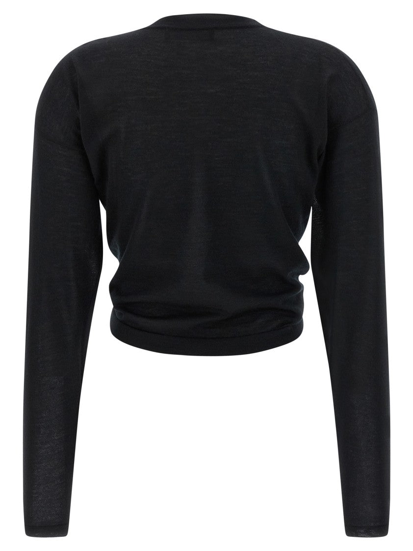 Dolce & Gabbana Asymmetric Black Cashmere Cardigan With Long Sleeves