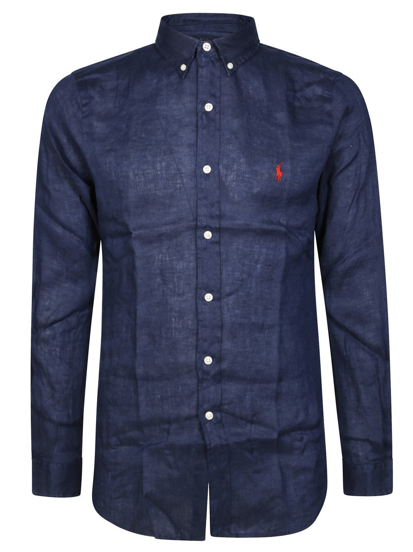 Polo Ralph Lauren Button-Down Collar Blue Linen Shirt