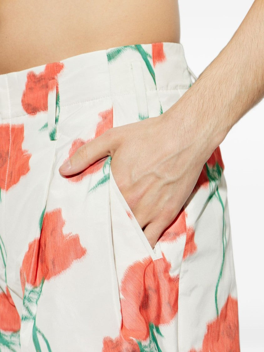 Kenzo Beige Silk And Nylon Shorts