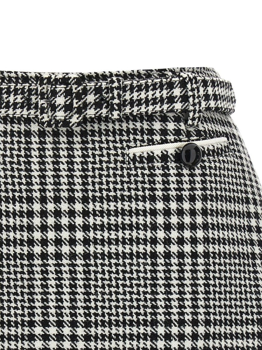 Self-Portrait Classic Houndstooth Mini Skirt With Decorative Pockets