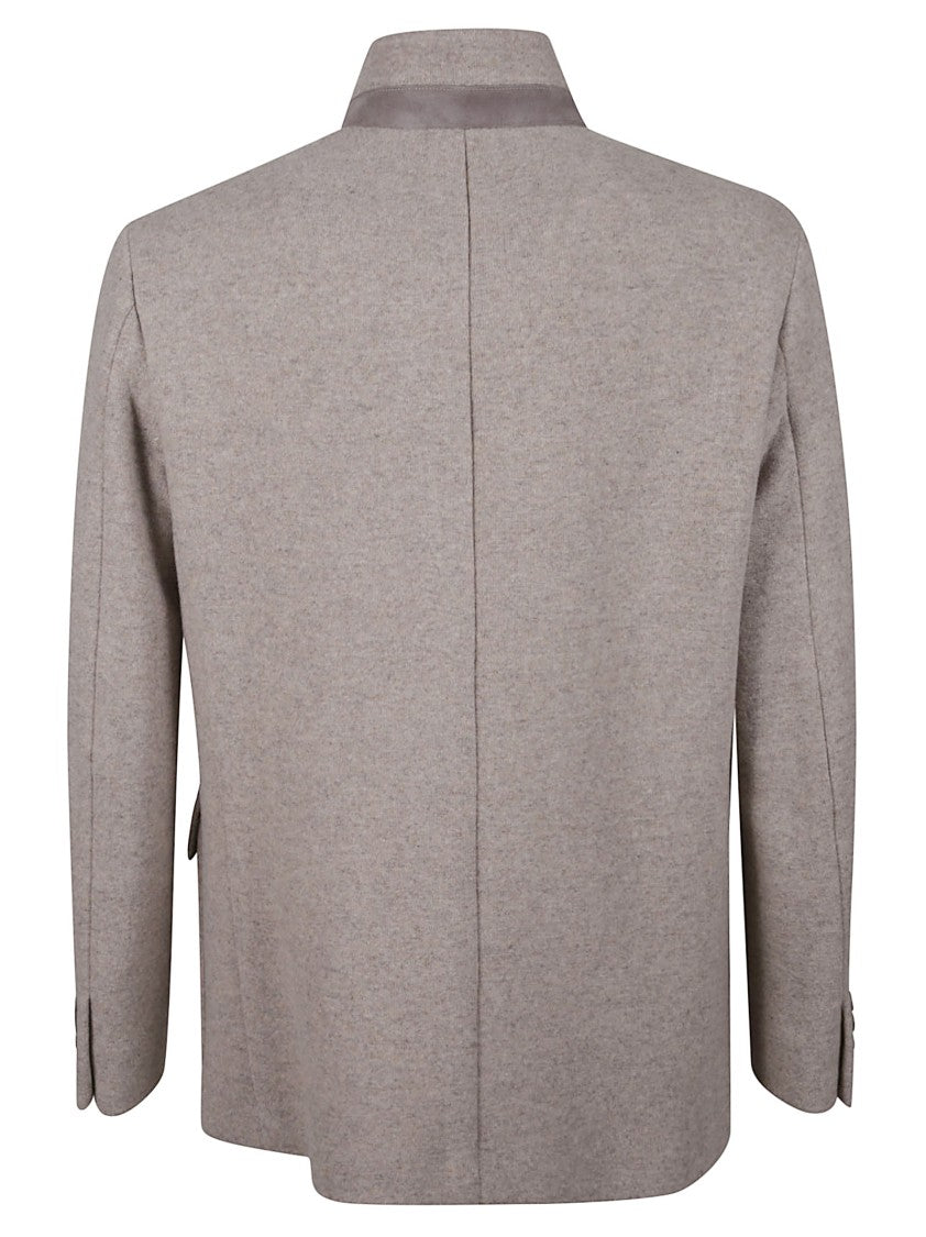 Fay Minimalist Sand Jacket With Unique Toggle Closure