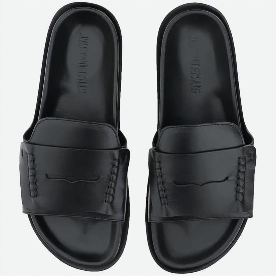 Jacquemus Minimalist Black Slip-On Mules With Contoured Footbed