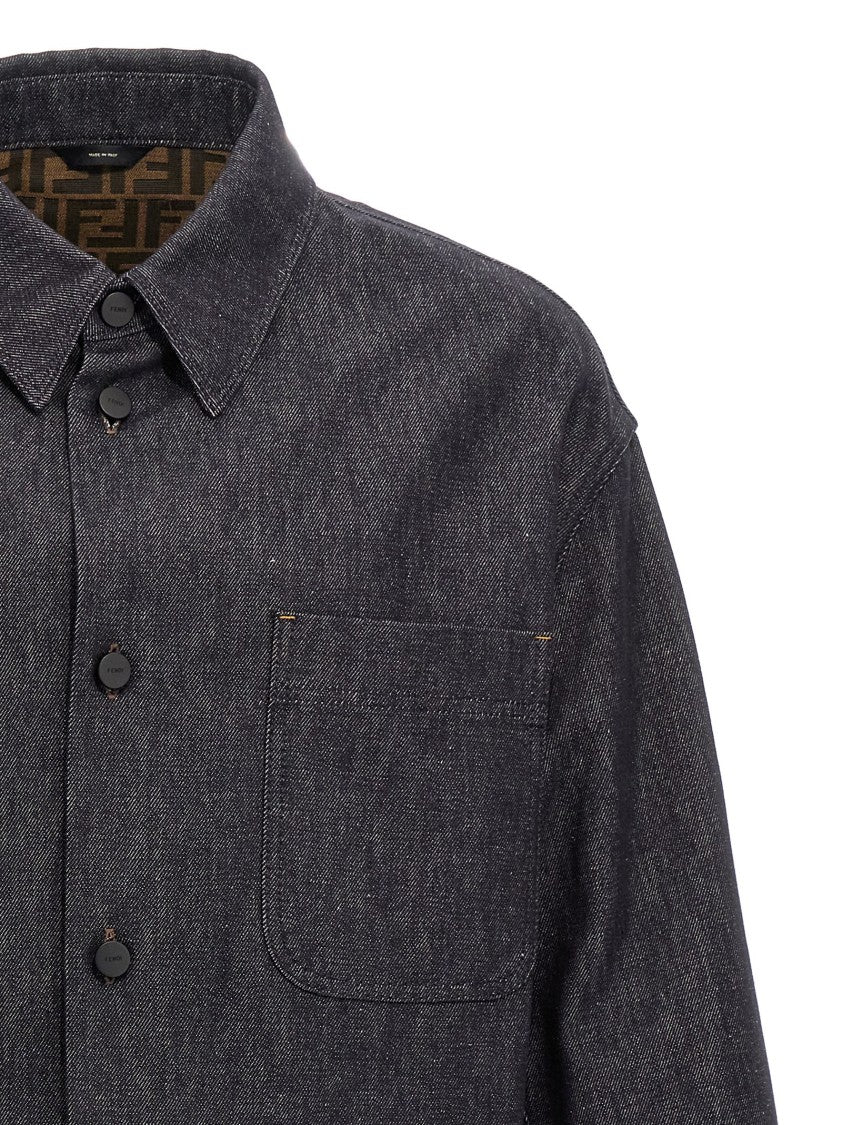 Fendi Grey Cotton Denim Jacket