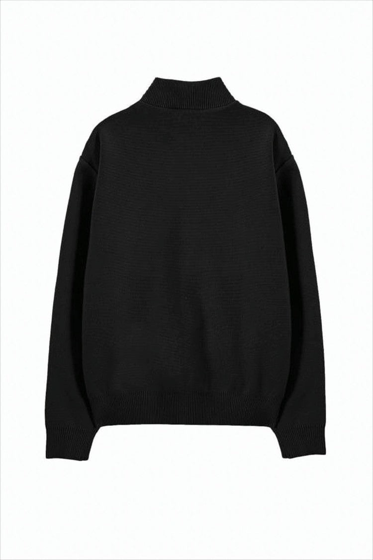 Duvetica Quilted Black Padded Jacket With Knit Sleeves And Logo Patch