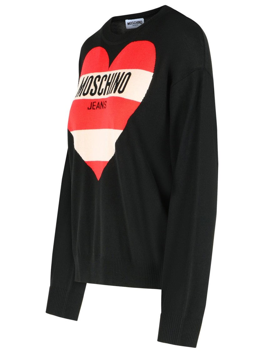 Moschino Jeans Black Virgin Wool Sweater