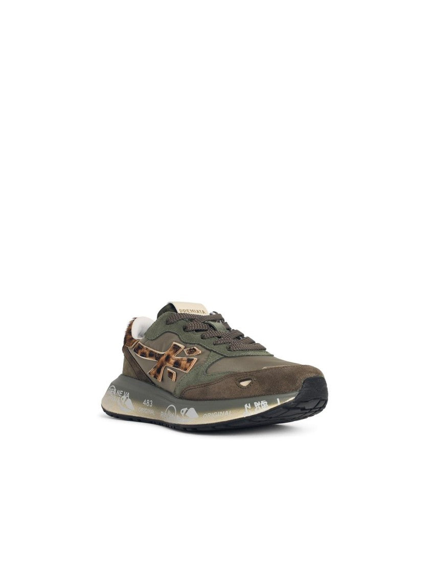 Premiata Lauryn' Sneakers In Suede And Green Fabric