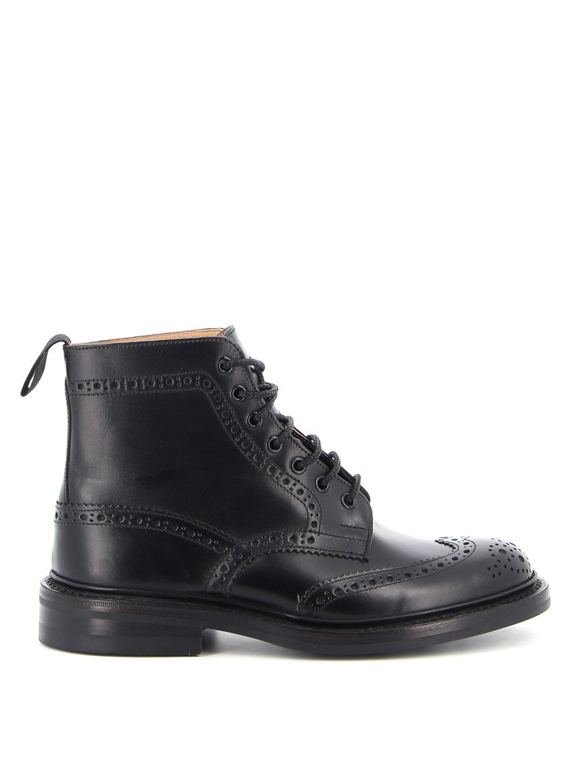 Tricker's Brogue Black Calf Leather Ankle Boots