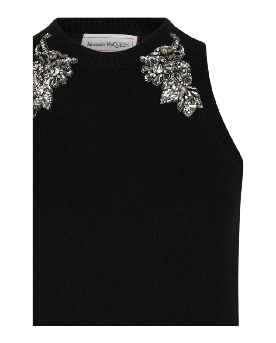 Alexander Mcqueen Crystal Embellished Racerback Tank Top