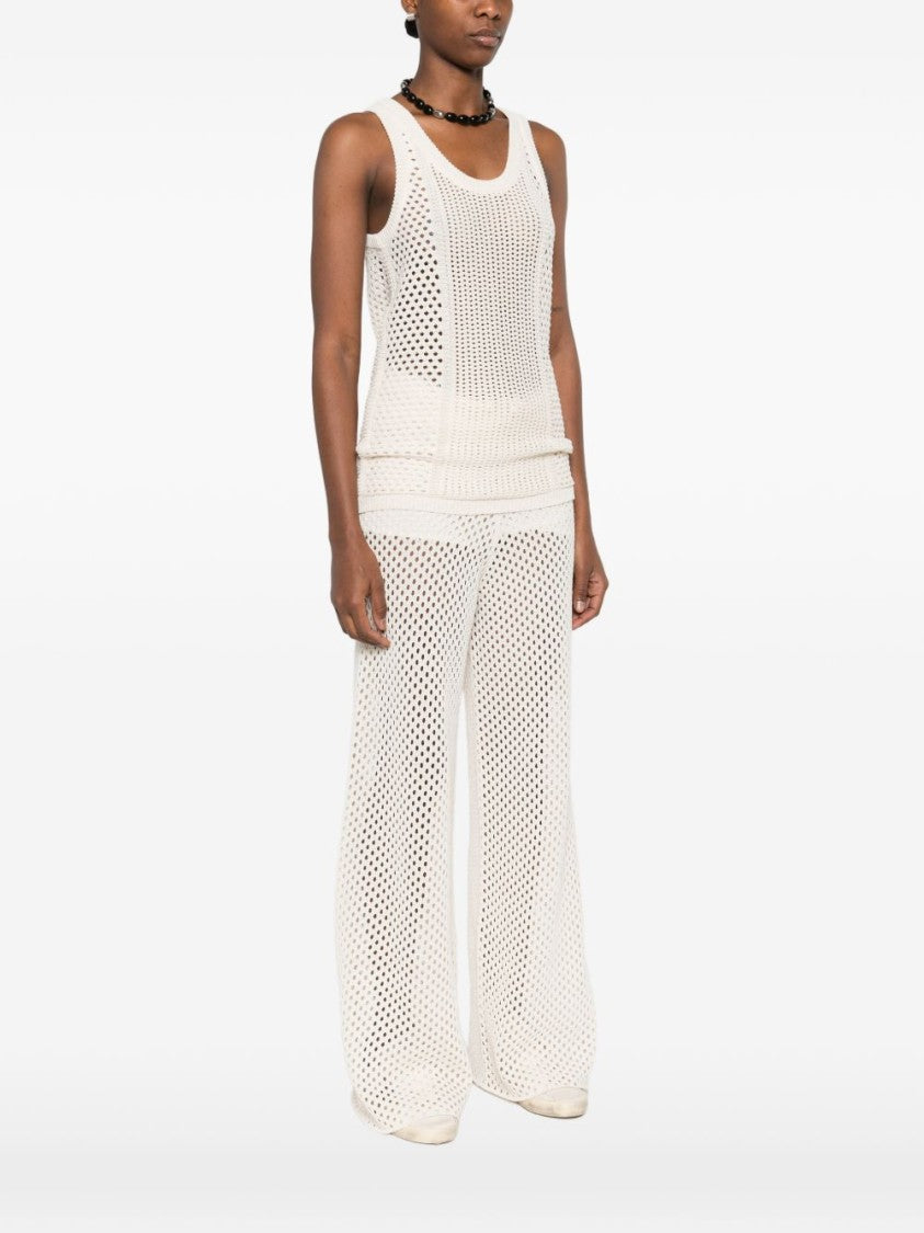 Golden Goose White Round Neck Embroidered Cotton Tank Top