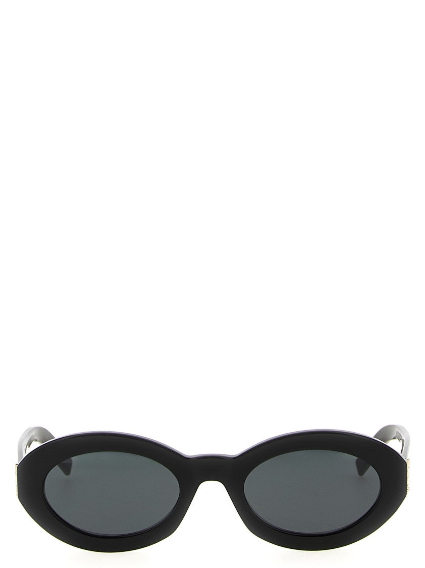 Saint Laurent Oval Black Acetate Sunglasses With Nylon Lenses