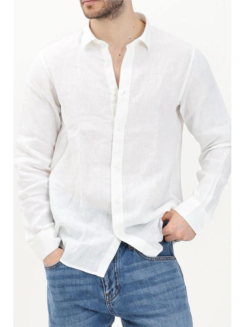 Armani Exchange White Minimalist Linen Shirt