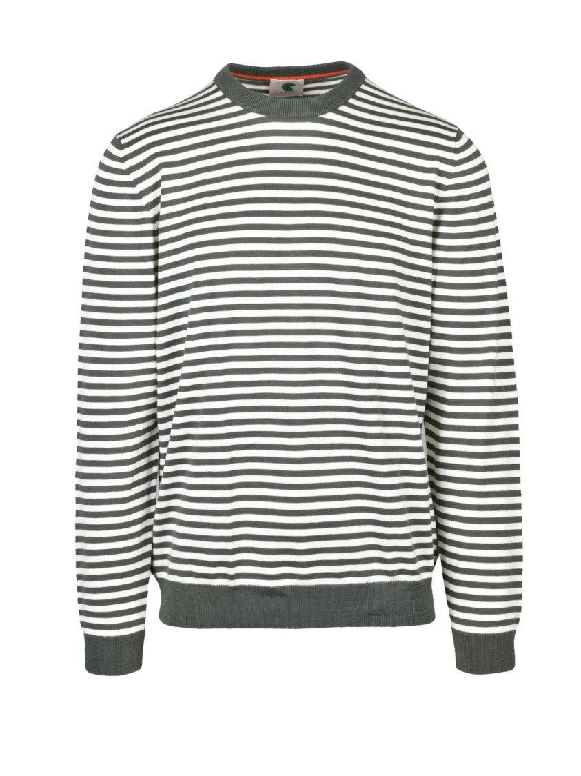 Gallo Organic Cotton Crew Neck Sweater With Striped Pattern