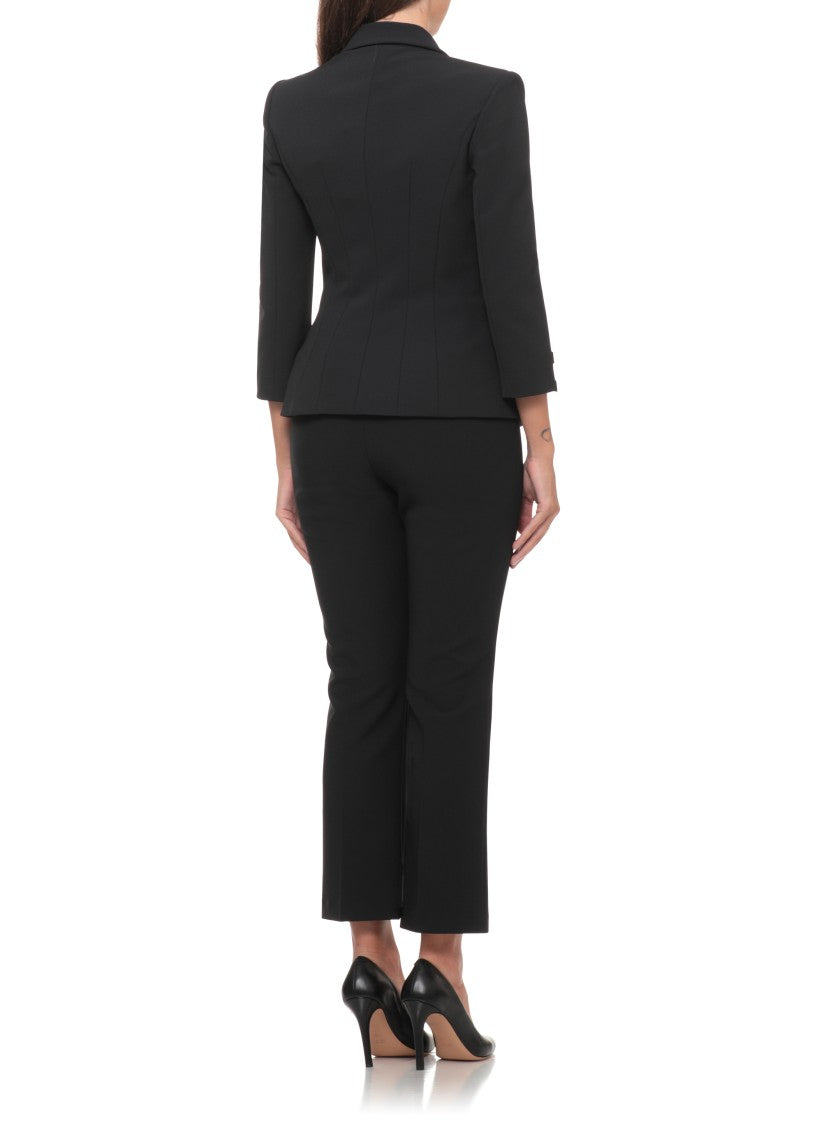 Elisabetta Franchi Double-Breasted Black Jacket With Peak Lapel And Gold Accents