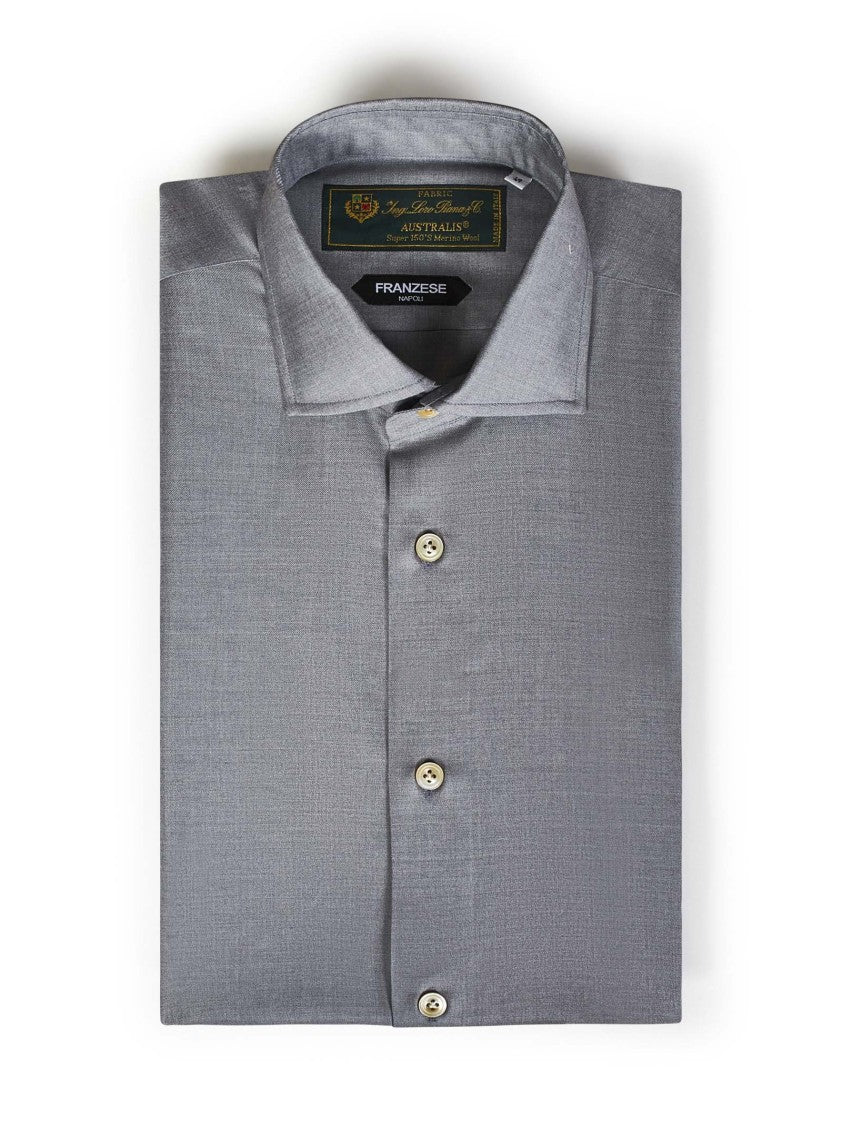 Franzese Collection Tailored Grey Shirt In Loro Piana Fabric