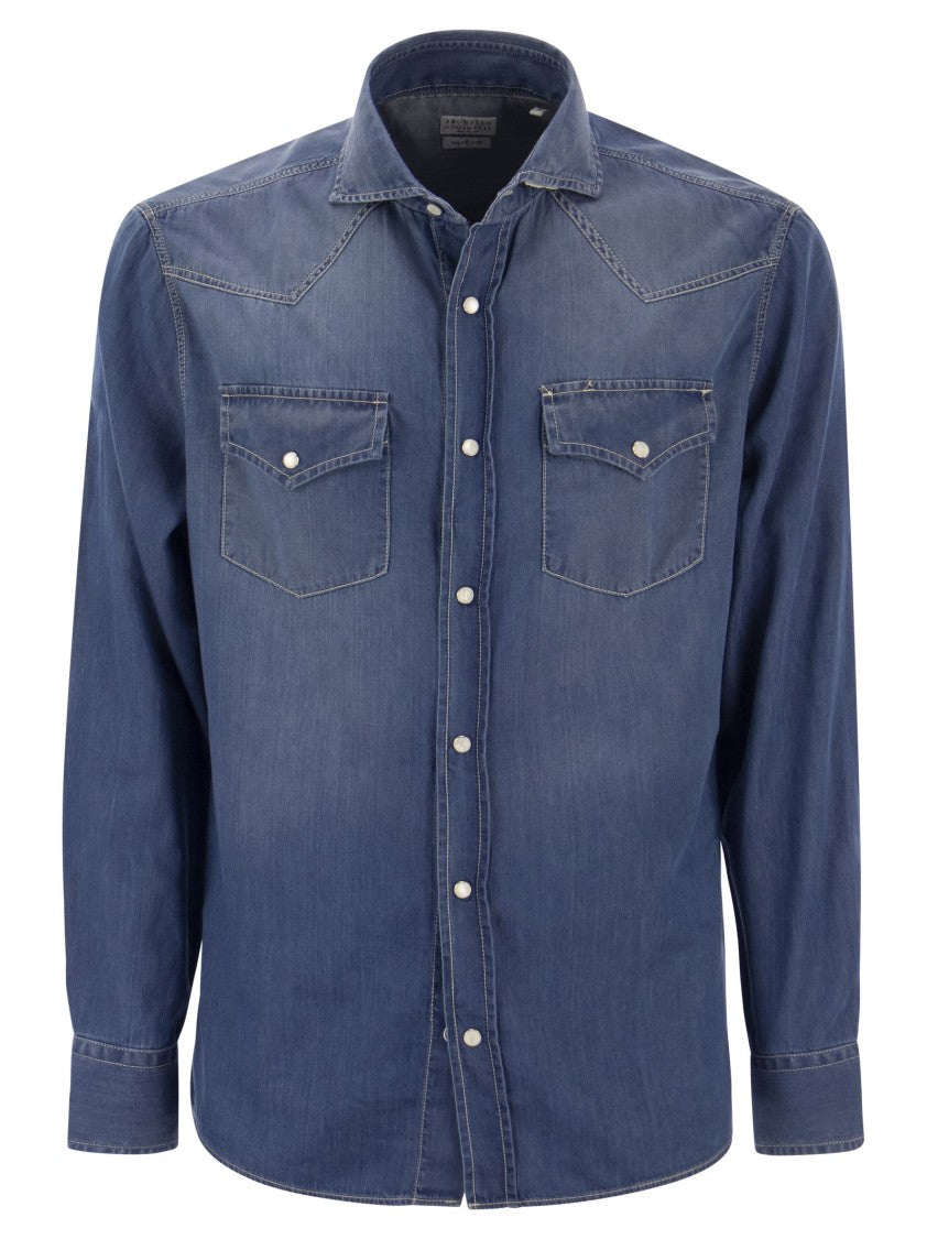 Brunello Cucinelli Easy Fit Shirt In Light Denim