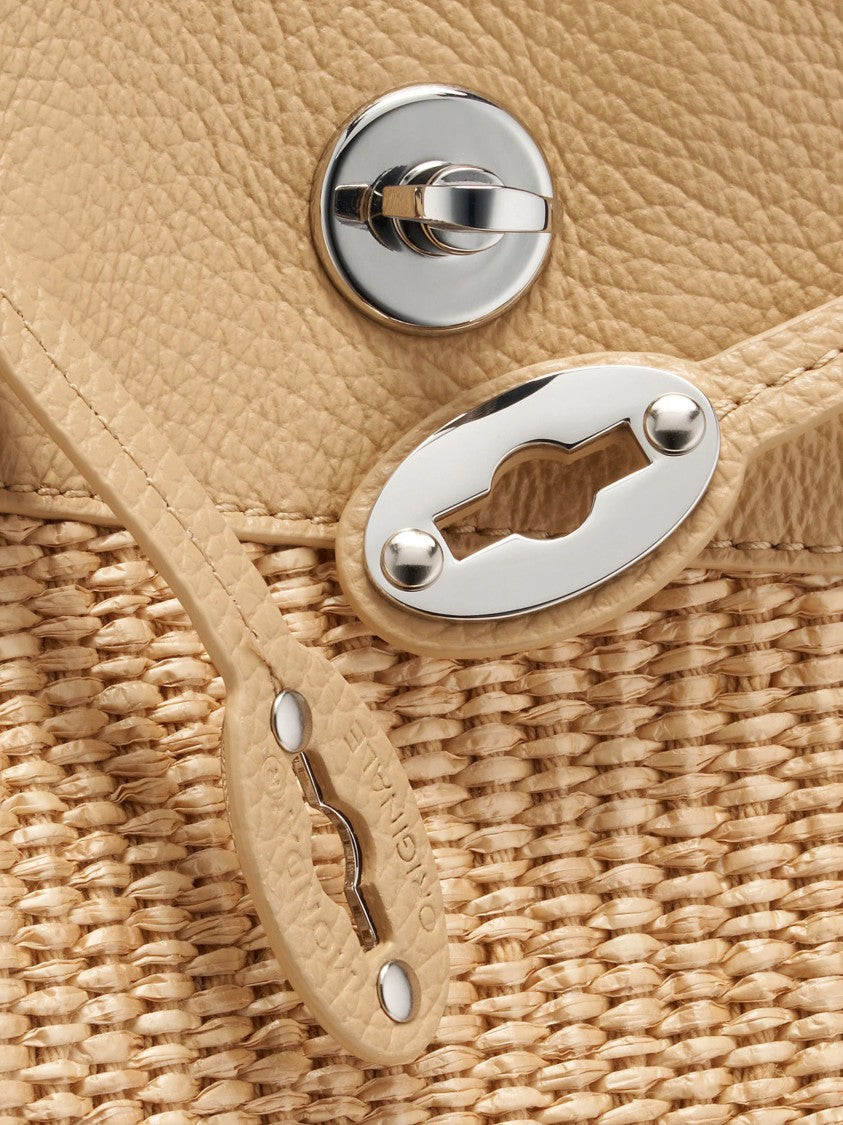 Zanellato Beige Woven Texture Leather Trim Shoulder Bag