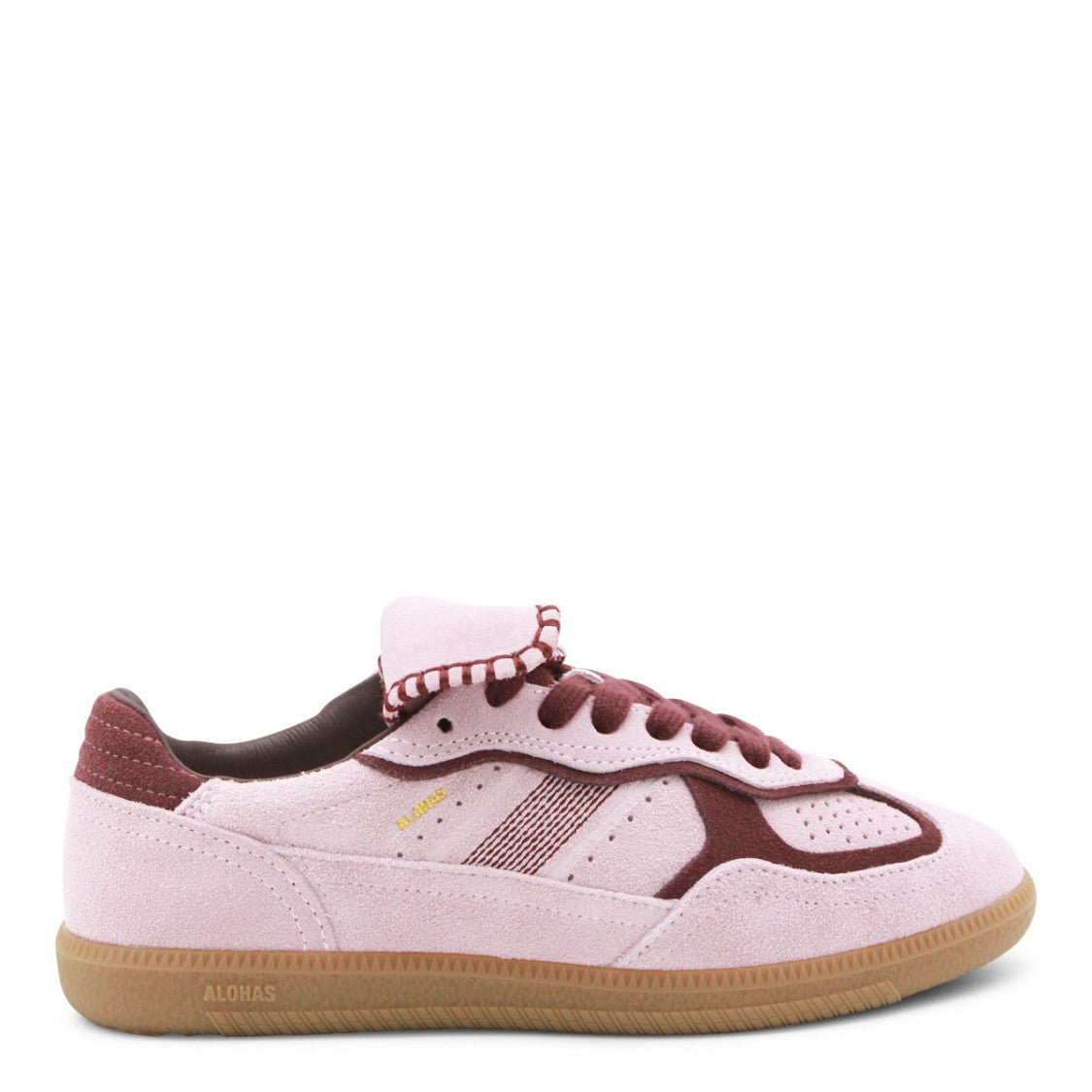 Alohas Suede Low-Top Sneakers With Burgundy Accents