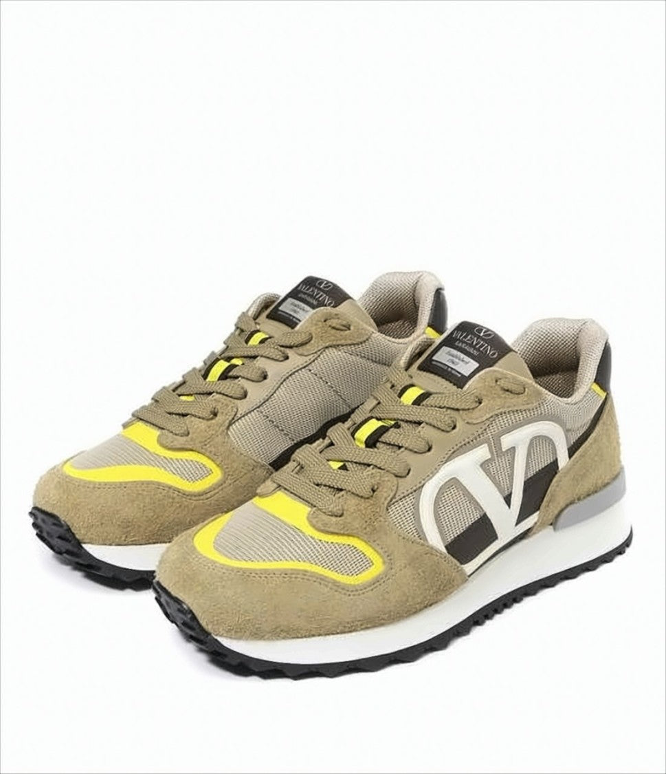 Valentino Garavani Layered Suede And Leather Sneakers