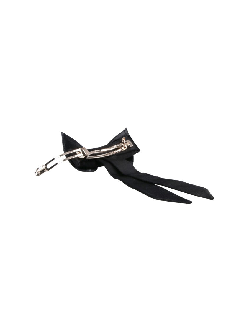 Ferragamo Black Bow Viscose-Silk Hair Clip