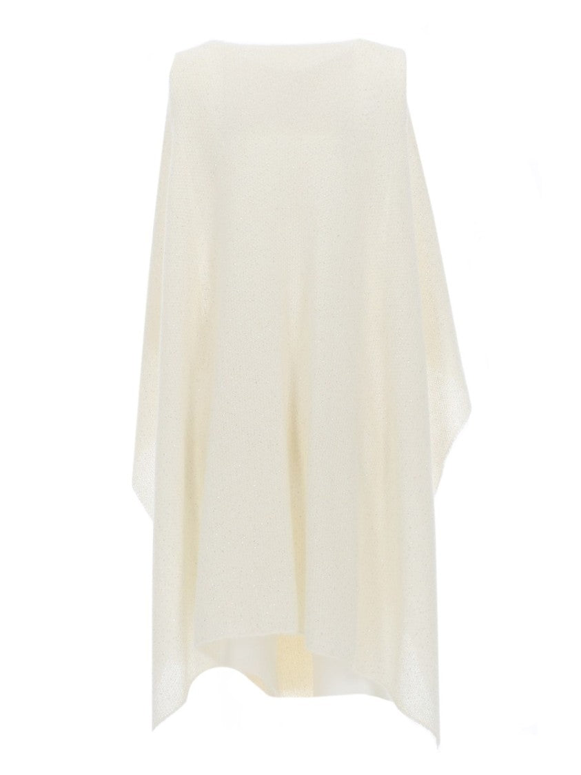 Fabiana Filippi Neutral Flowing Sequined Cape Layering