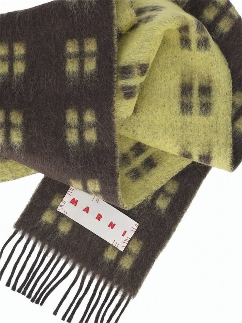 Marni Checkered Reversible Fuzzy Scarf