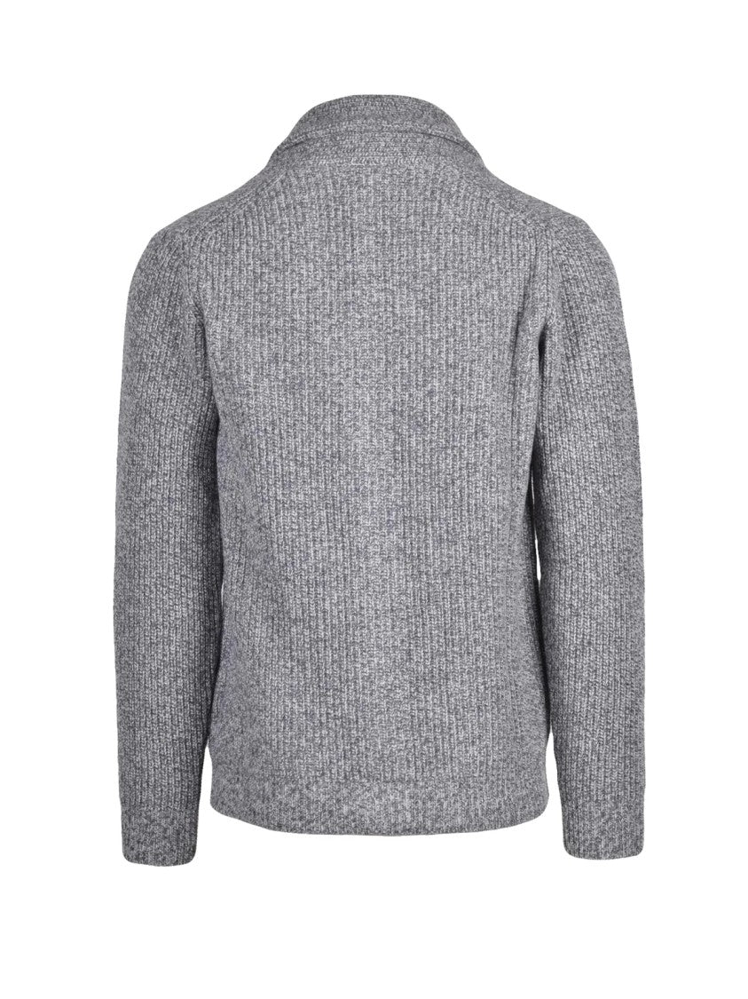 Daniele Fiesoli Grey Wool-Blend Shawl Collar Cardigan