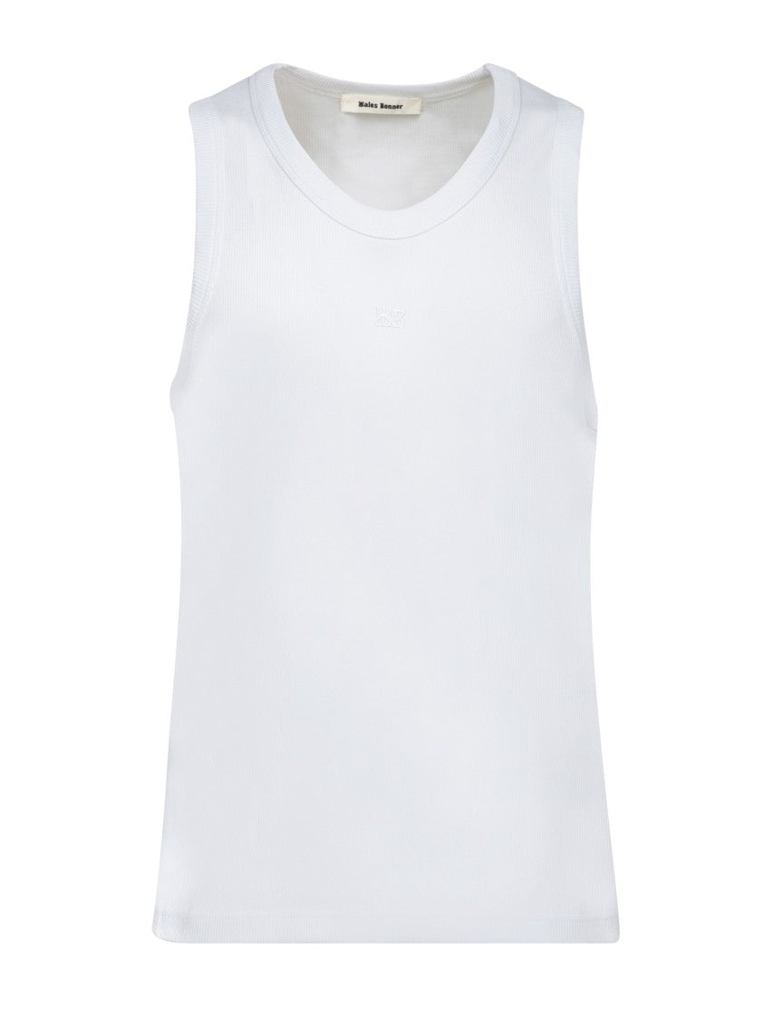 Wales Bonner Sleeveless Cotton Sweater With Ribbed Texture And Embroidered Logo