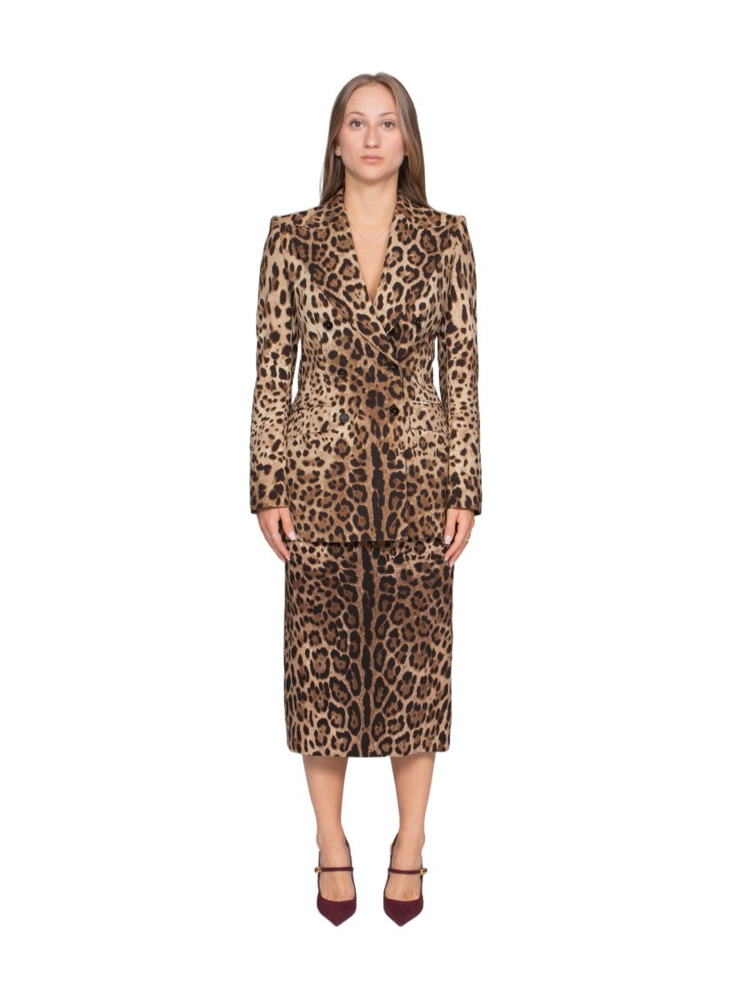 Dolce & Gabbana Leopard Print High-Waisted Midi Skirt