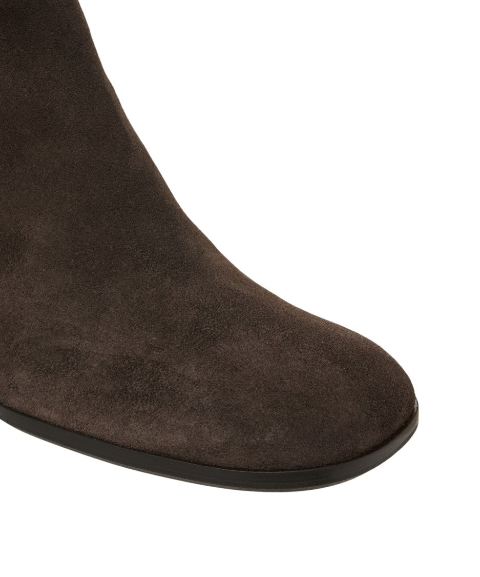 Billi Bi Brown Suede Ankle Boots With Block Heel