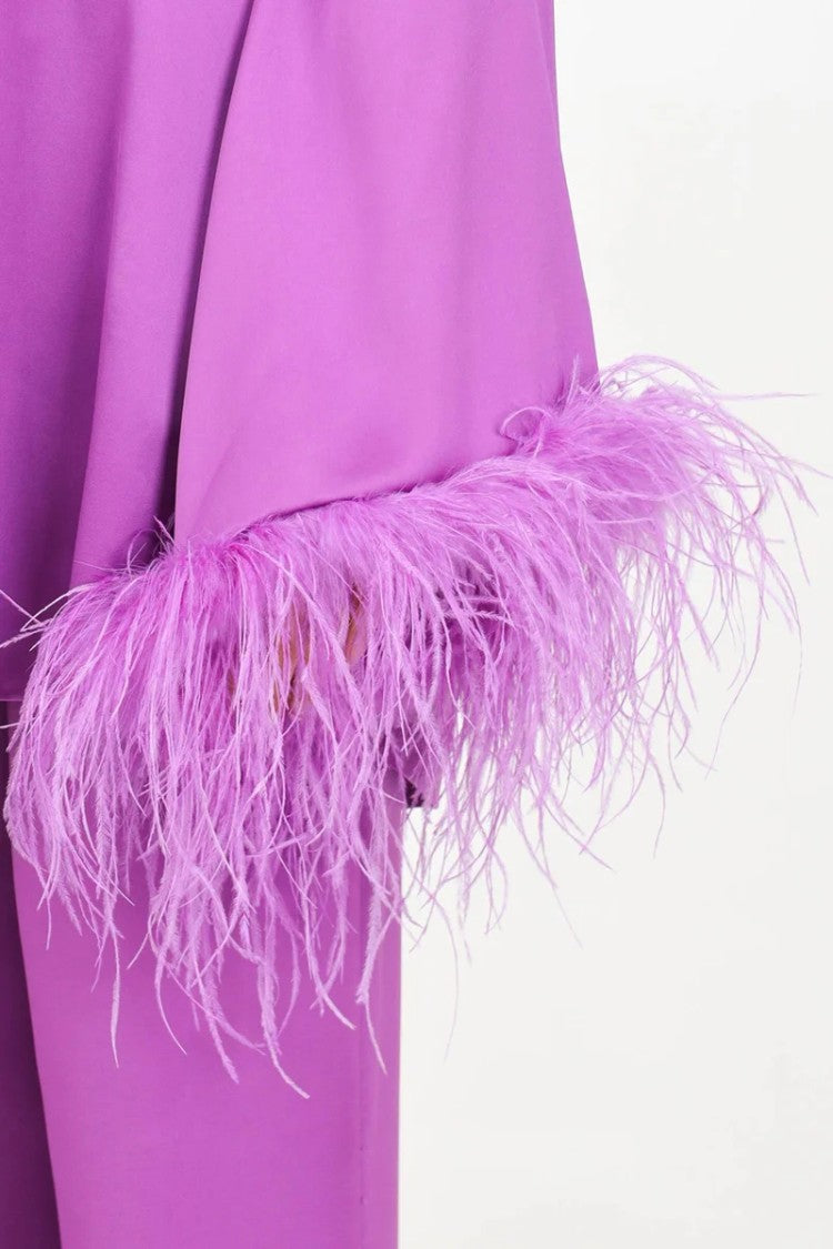 Alma Sanchez Long Satin Blouse - Purple